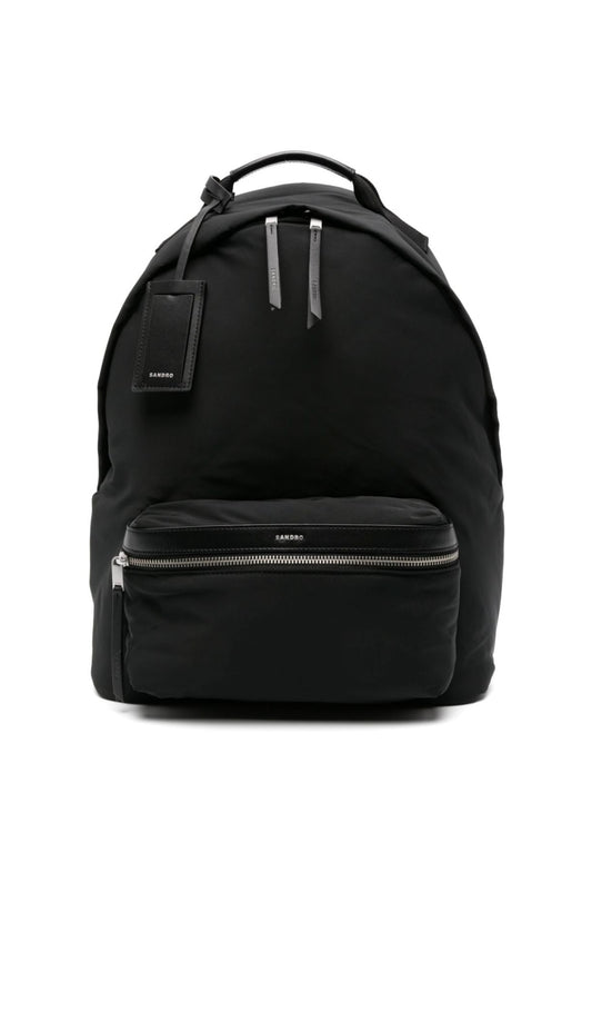 SANDRO
leather-trim logo-stamp backpack