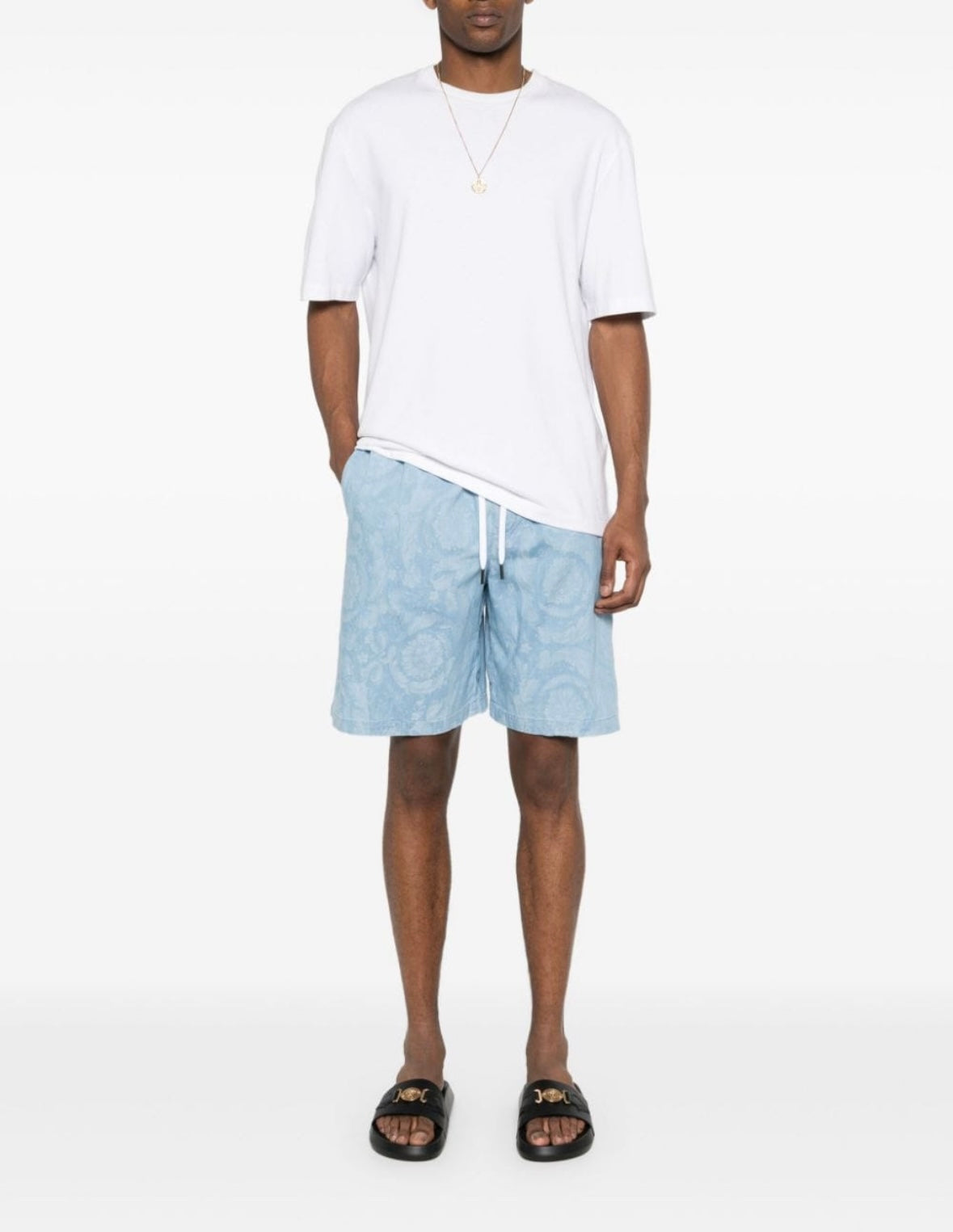 Versace
patterned-jacquard chambray shorts